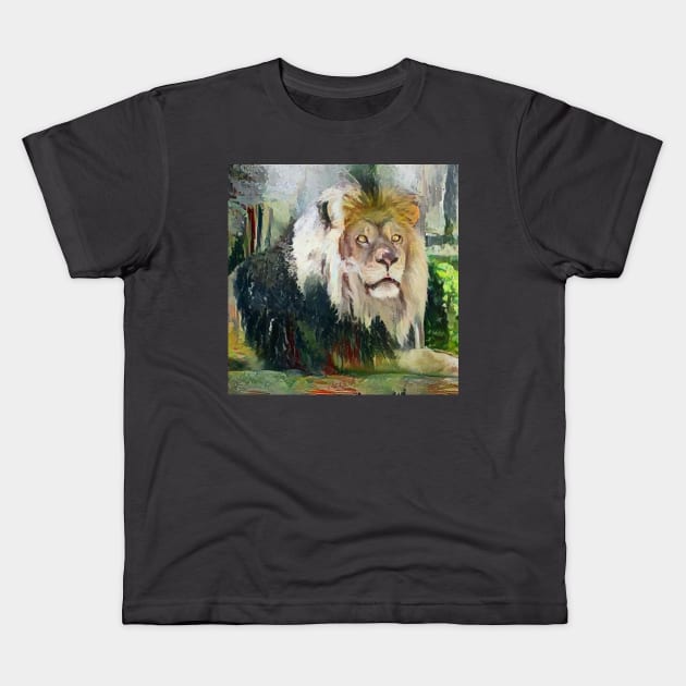 lion painting (leo art, lion king) Kids T-Shirt by Thepurplepig